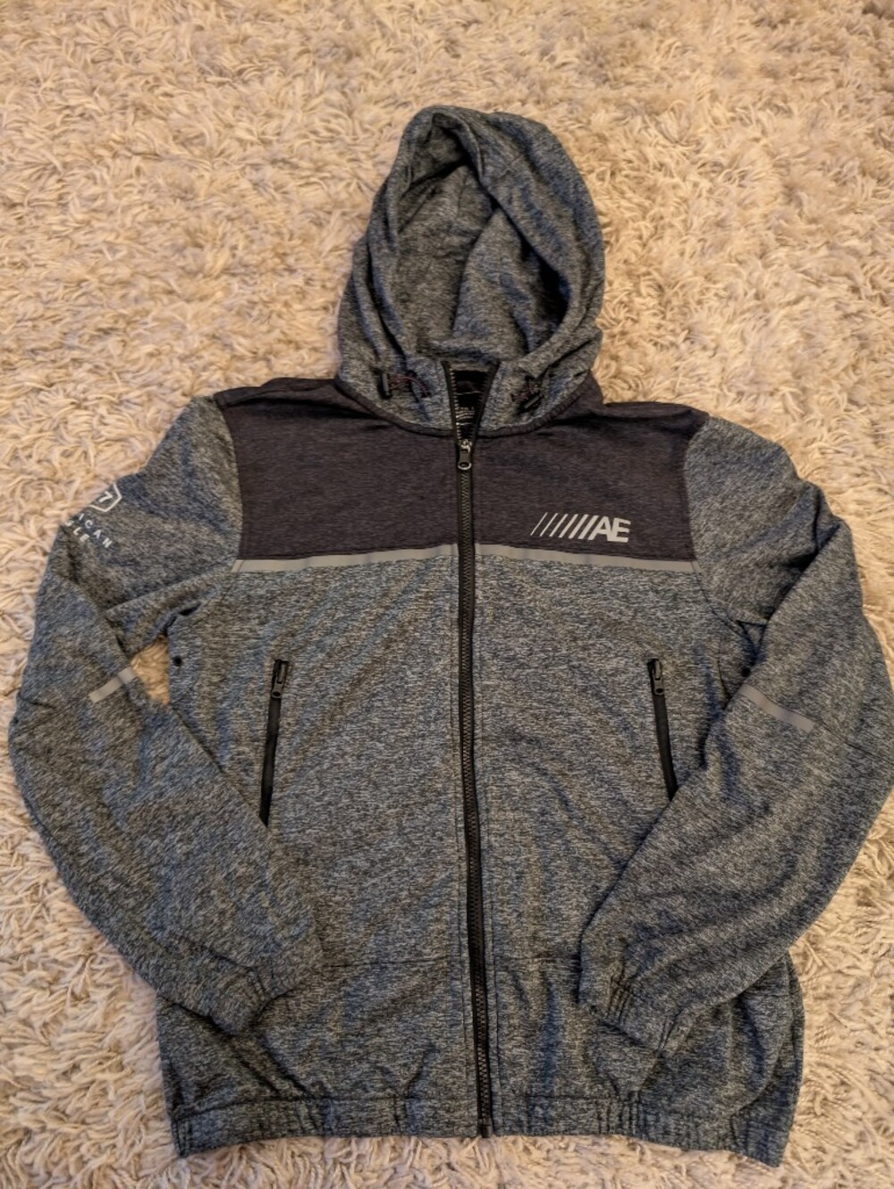 American Eagle Outfitters Men’s Charcoal & Heather Gray Hooded Zip Jacket